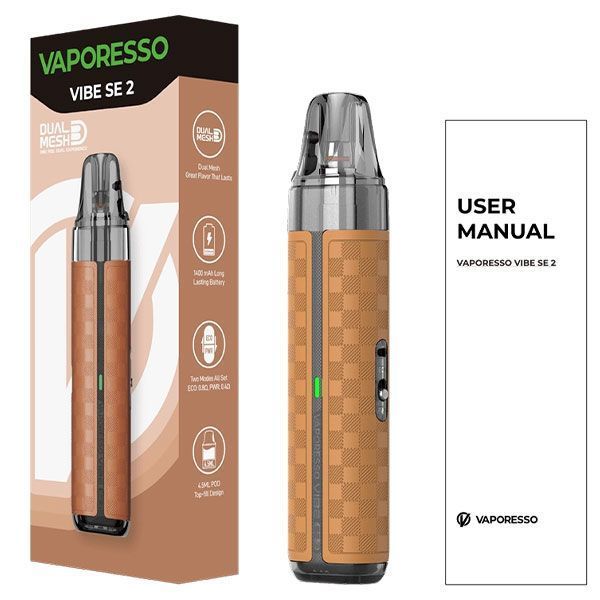 Стартовий набір Vaporesso Vibe SE 2 1400 mAh - Leather Grey (Original) 23139 фото